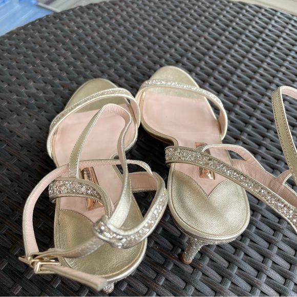 Sophia Webster Silver Glitter ‘Kamryn’ Mid Sandals in Champagne Glitter Size 40 - Picture 6 of 12